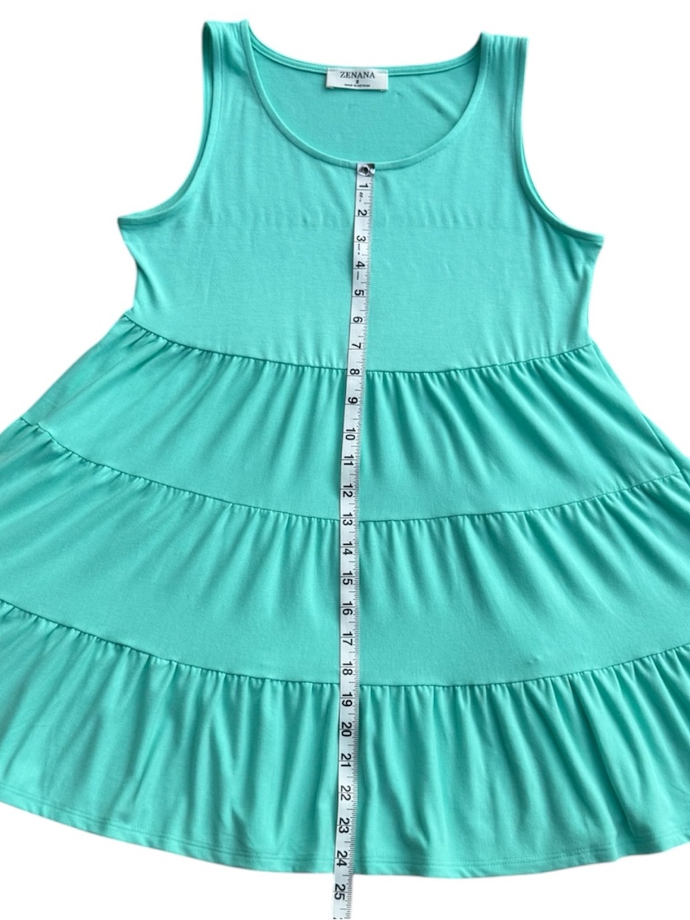 Zenana Seafoam Green Tiered Swing Tank Top Flowy Tunic Small NWOT - Picture 7 of 10